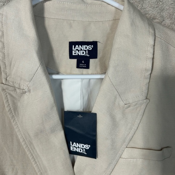 Lands End Women's Linen Double Breasted Blazer Size 4. Career Casual Preppy - Picture 2 of 10